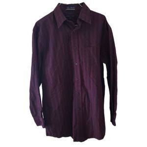 Cambridge Classics Men's Wrinkle Resistant Burgundy Long Sleeve Button Up Shirt